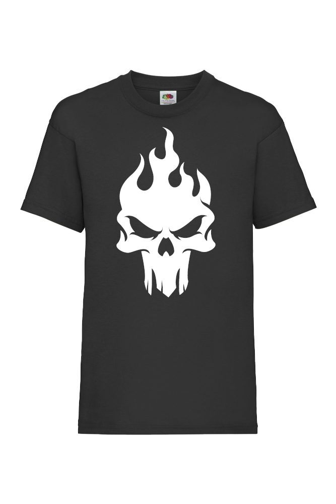 Lasten T-paita Flaming skull