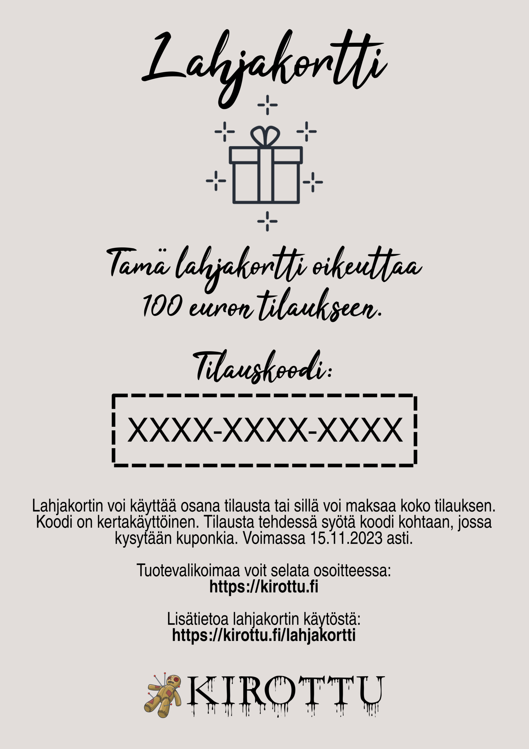 Lahjakortti 100 euroa